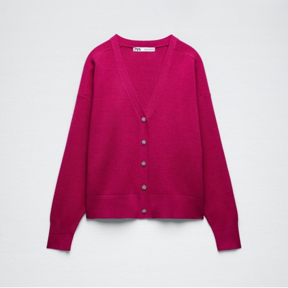 Zara Jewel Button Knit Cardigan Sz S - Picture 5 of 13